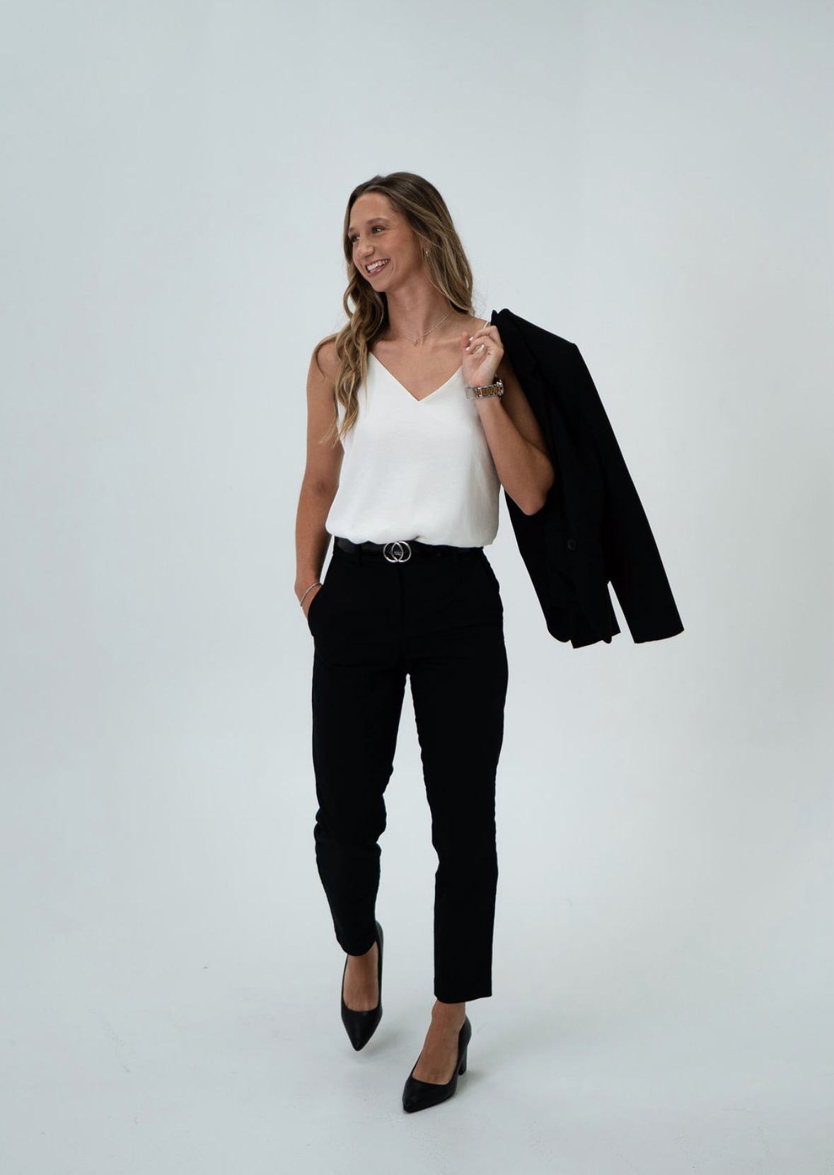 Portrait of Keely with her jacket over her shoulder